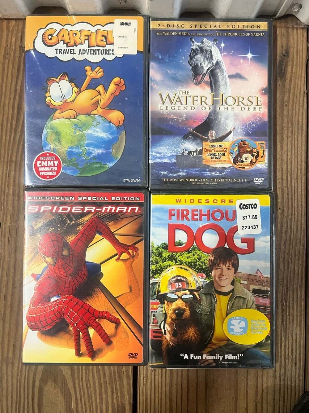 Lot of 4 Family DVD Movies: Spider-Man, The Water Horse, Firehouse Dog, Garfield